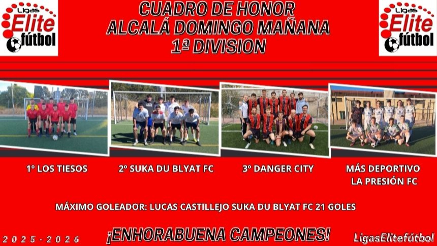 CUADRO DE HONOR ALCALÁ DOMINGOS MAÑANA 1ª DIVISIÓN